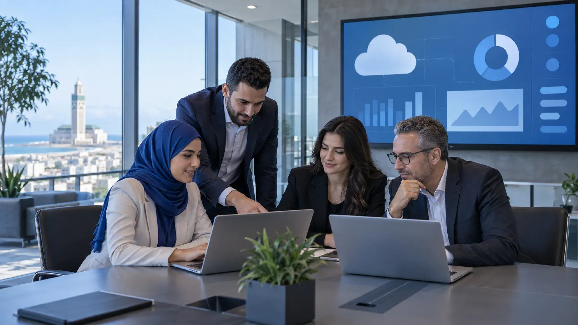 Data centre aisle hosting cloud servers
