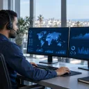 Technicienne du support ALLSAFE au téléphone avec un client