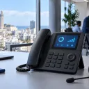 Modern IP desk phone on an office desk