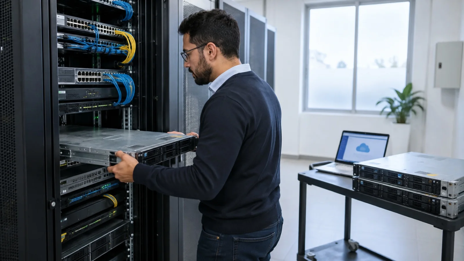 Allée de datacenter hébergeant des serveurs cloud
